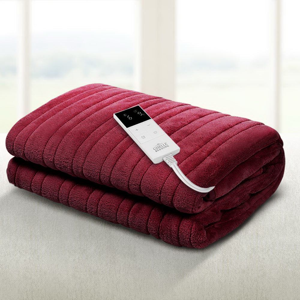 Giselle Electric Throw Heated Blanket Fleece Red