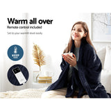 Giselle Bedding Heated Electric Throw Fleece Sunggle Blanket Washable Charcoal