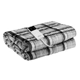 Giselle Bedding Electric Throw Flannel Snuggle Blanket Washable Heated Grey and White Checkered