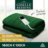 Giselle Electric Throw Heated Blanket Washable Snuggle Flannel Winter Green