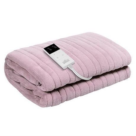 Giselle Electric Throw Heated Blanket Fleece Pink