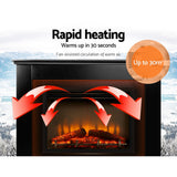 Electric Fireplace Fire Heater 2000W Black