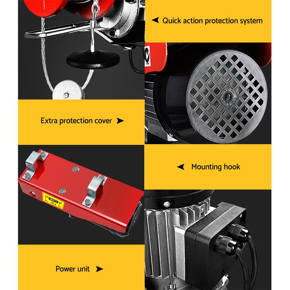 Giantz Electric Hoist Winch 400/800KG Cable 20M Rope Tool Remote Chain Lifting