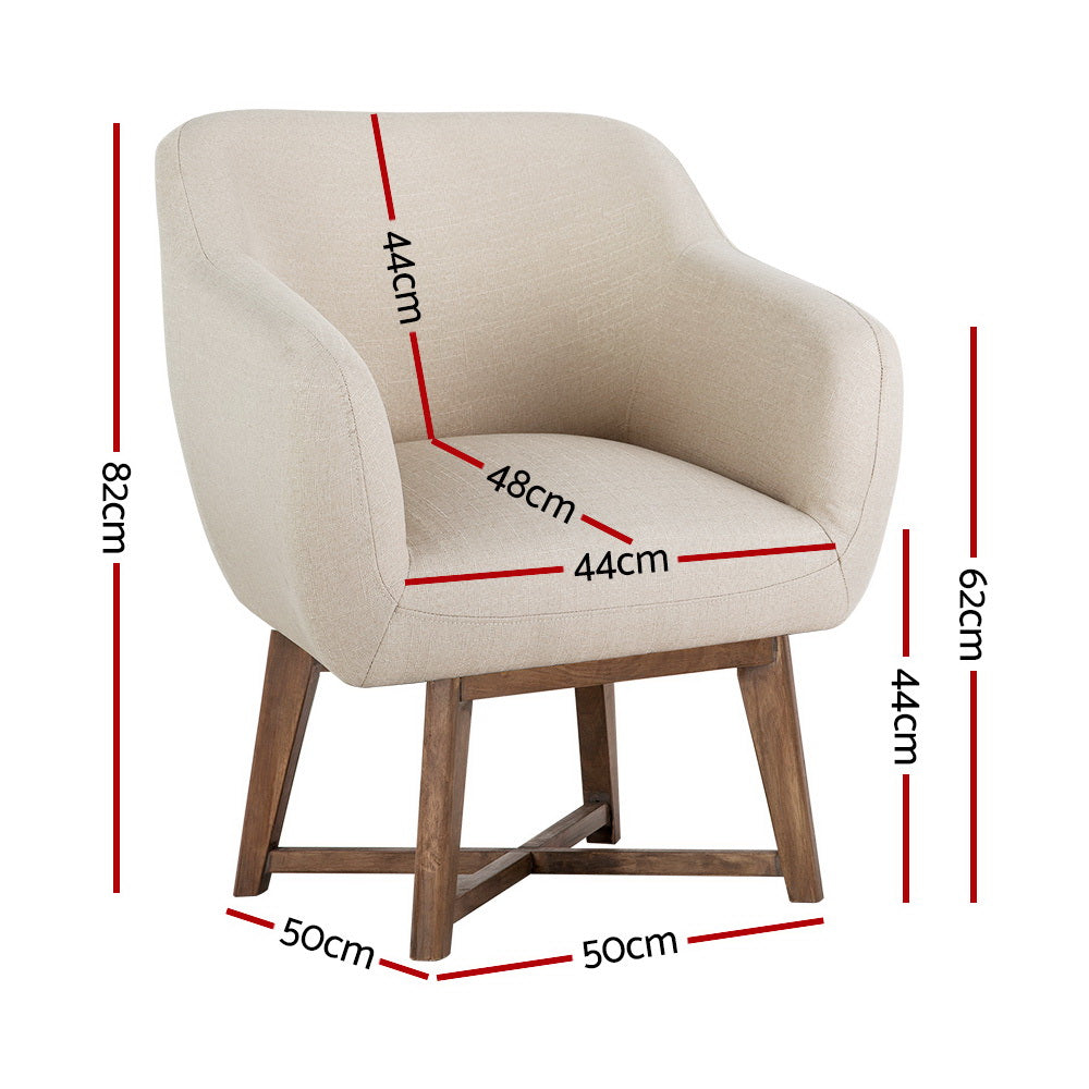 Aston Accent Armchair Linen Fabric Beige