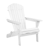 Gardeon Adirondack Outdoor Chairs Wooden Foldable Beach Chair Patio Furniture White