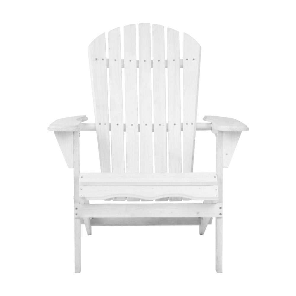 Gardeon Adirondack Outdoor Chairs Wooden Foldable Beach Chair Patio Furniture White