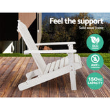 Gardeon 2PC Adirondack Outdoor Table and Chair Wooden Beach Chair Patio Furniture White