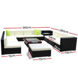 Gardeon 13-Piece Outdoor Sofa Set Wicker Couch Lounge Setting 11 Seater