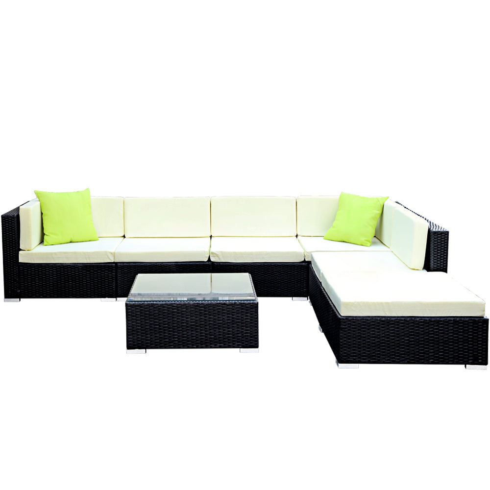 Gardeon 7-Piece Outdoor Sofa Set Wicker Couch Lounge Setting 6 Seater