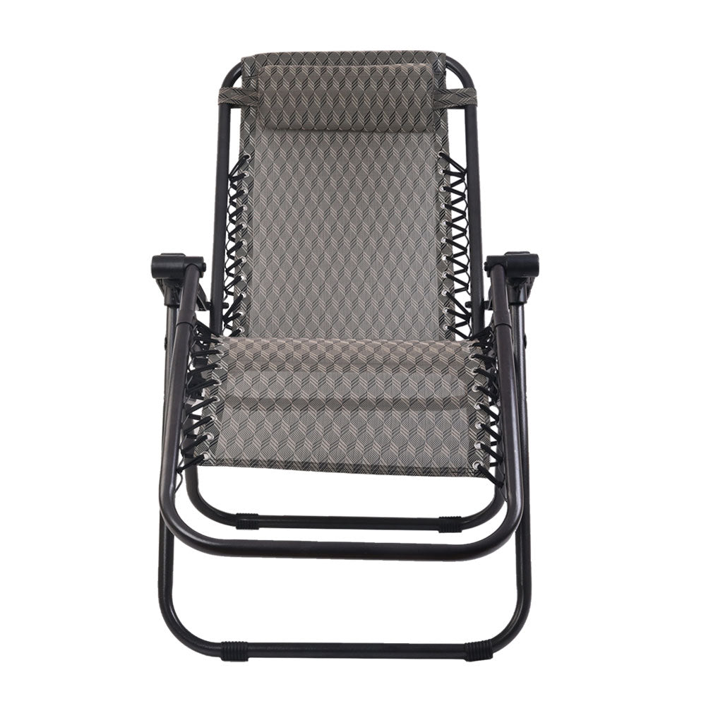 Gardeon 2PC Zero Gravity Chair Folding Outdoor Recliner Adjustable Sun Lounge Camping Grey