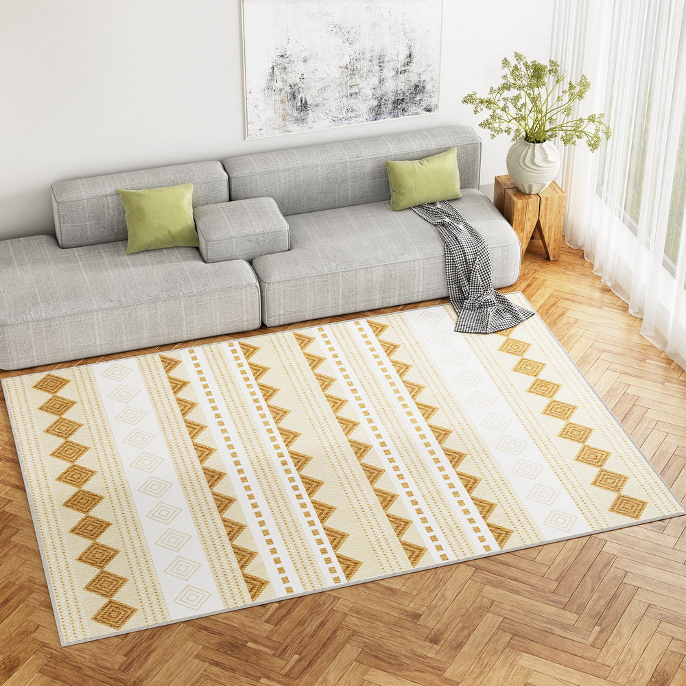 Floor Rugs 200x290cm Yellow & White Geometric