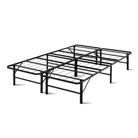 Folding Bed Frame Metal Base Black - Double