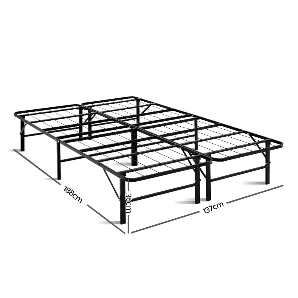 Folding Bed Frame Metal Base Black - Double