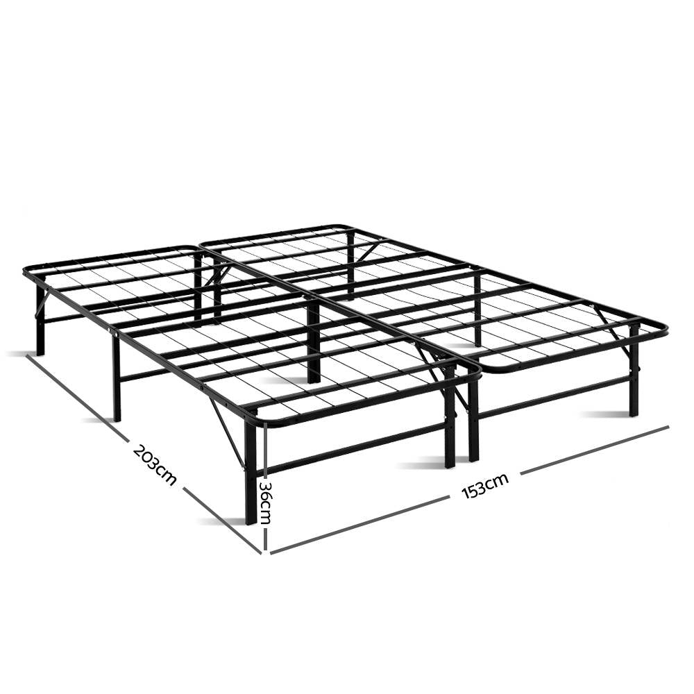 Aria Foldable Queen Metal Bed Frame - Black