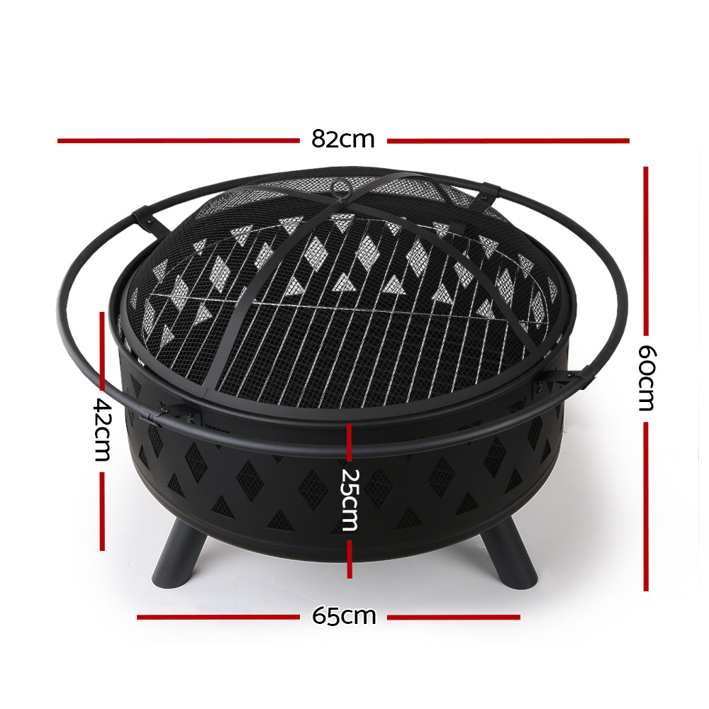 Grillz Fire Pit BBQ Grill 82cm