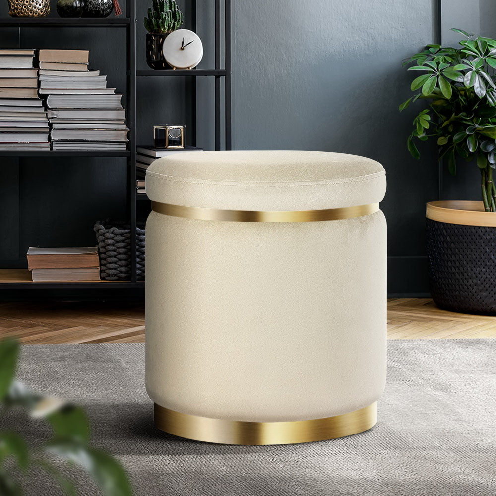 Cream Velvet Foot Stool