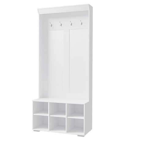 Shoe Rack and Mud Room Hook Cabinet White