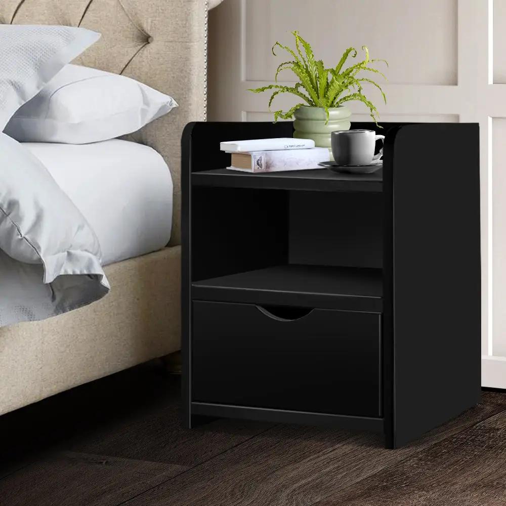 Ebony Black Bedside Table