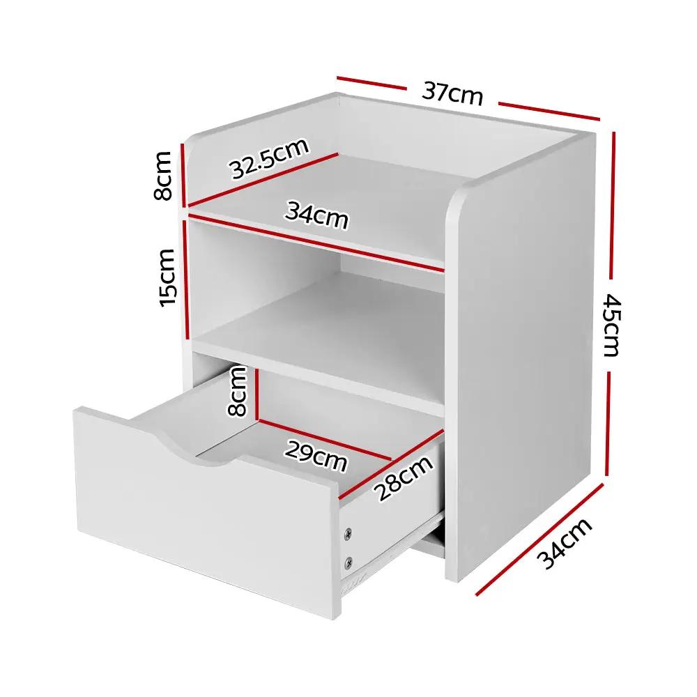 Skye White Bedside Table