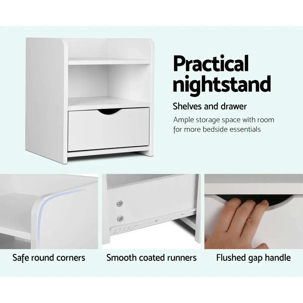 Skye White Bedside Table