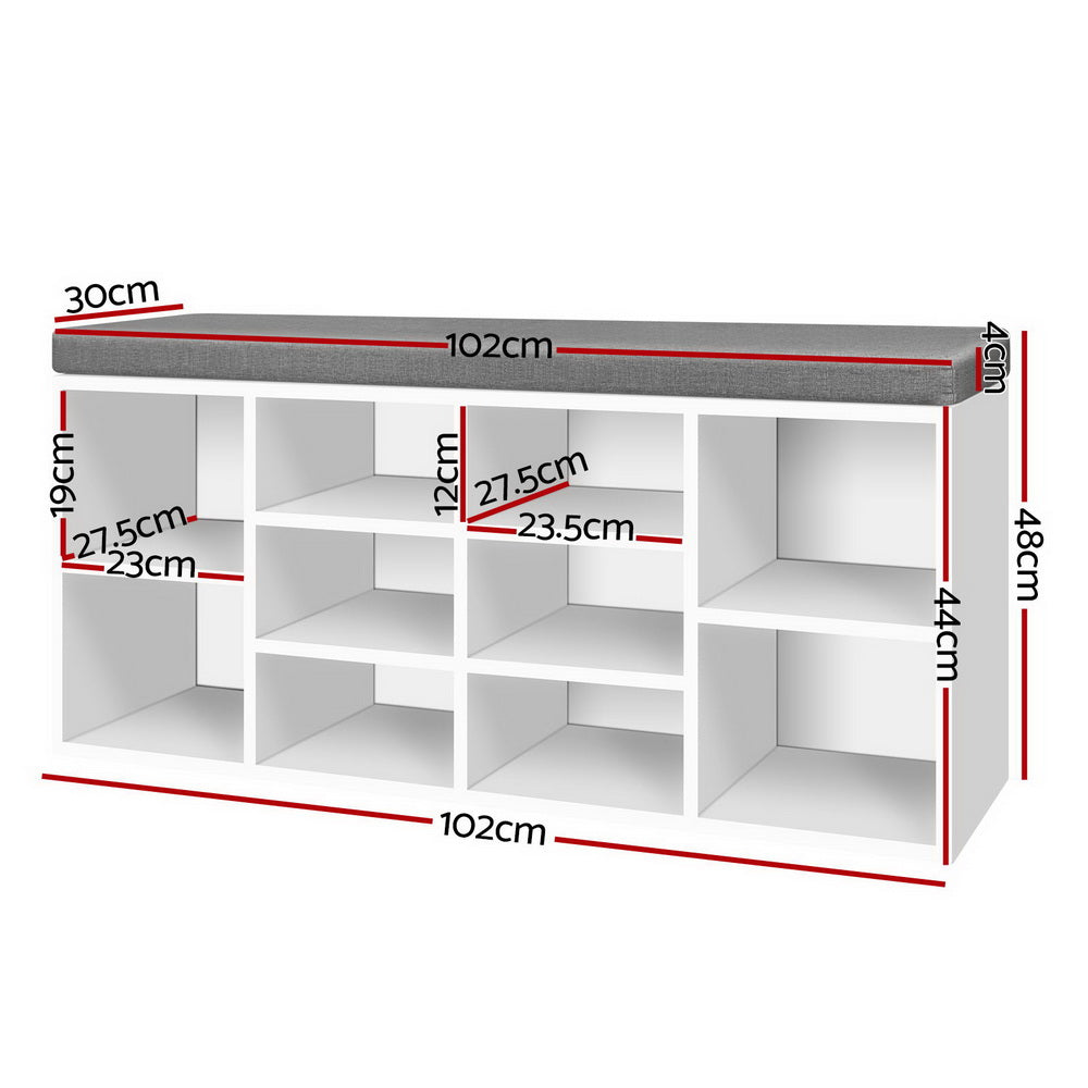 Shoe Rack Cabinet Bench White