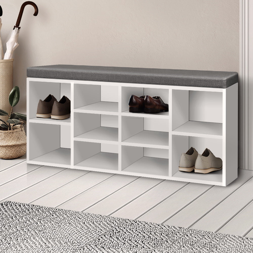 Shoe Rack Cabinet Bench White