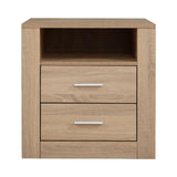 Bedside Table 2 Drawers - Contemporary Oak