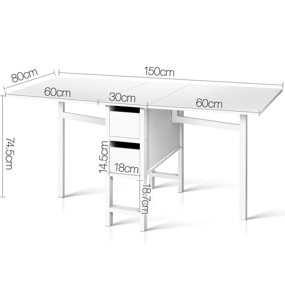 Gateleg Extendable Folding Dining Table White