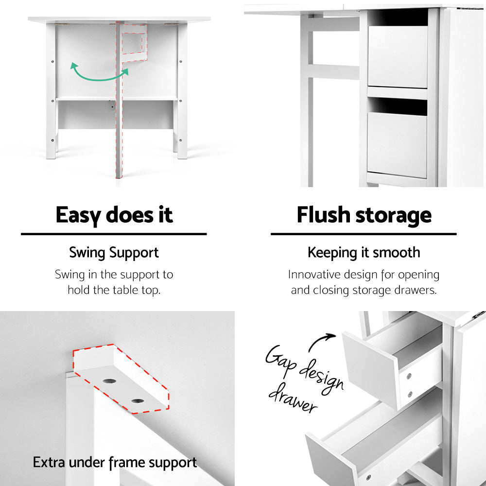 Gateleg Extendable Folding Dining Table White