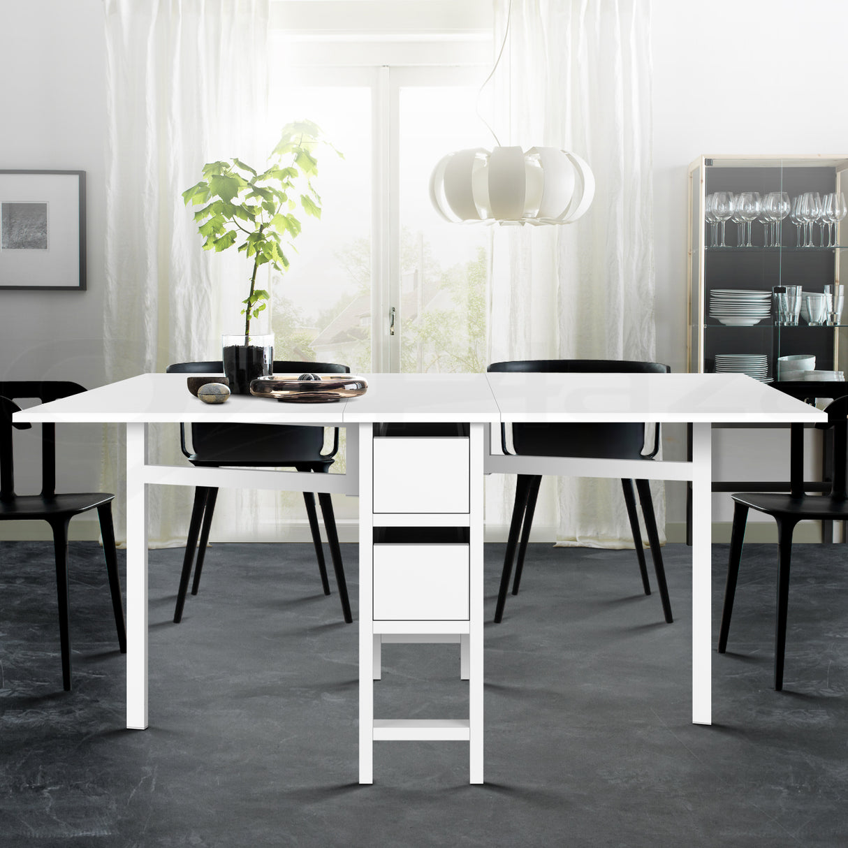 Gateleg Extendable Folding Dining Table White