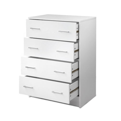 4 drawer white chest of drawers.