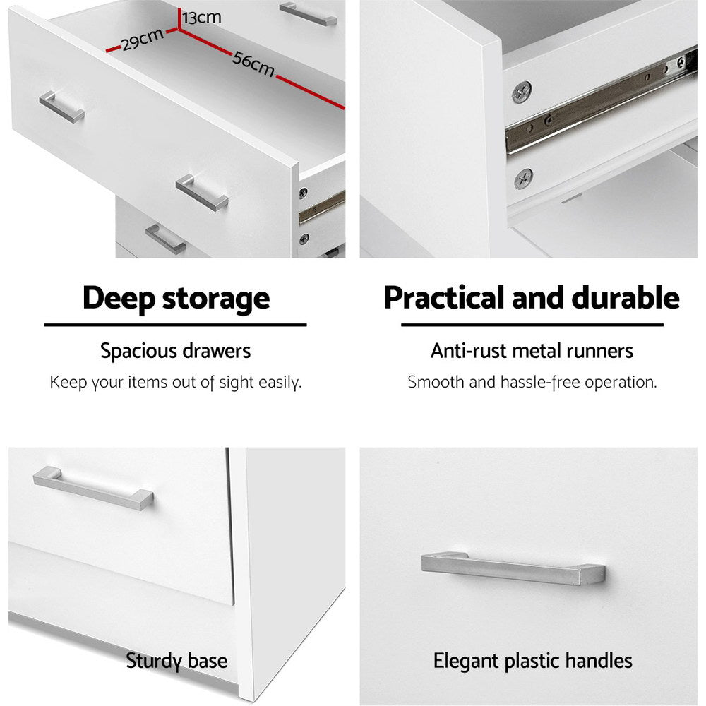 4 drawer white chest of drawers.