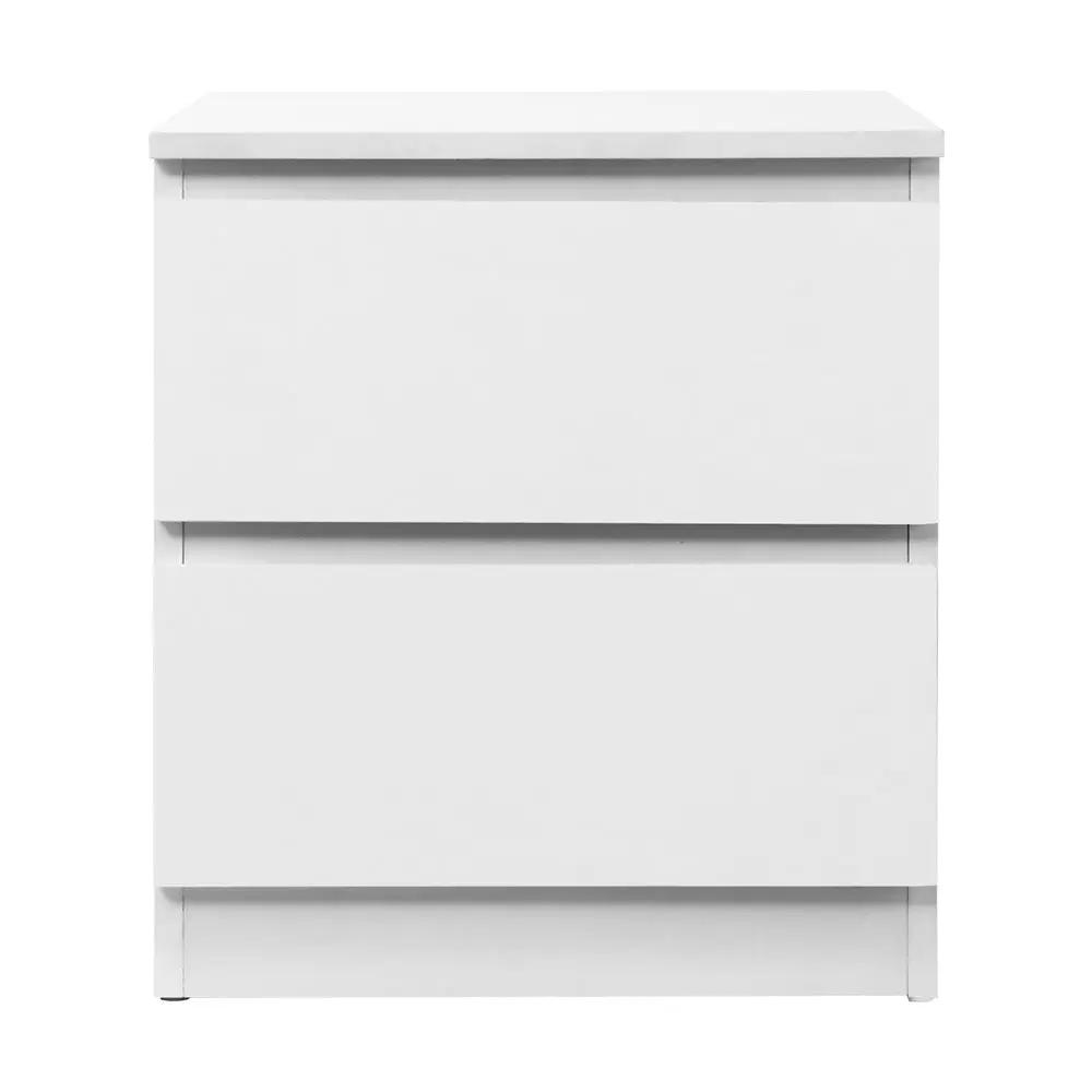 Bedside Table 2 Drawers - PEPE White