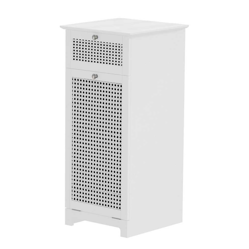 Laundry Hamper Cabinet White Rattan