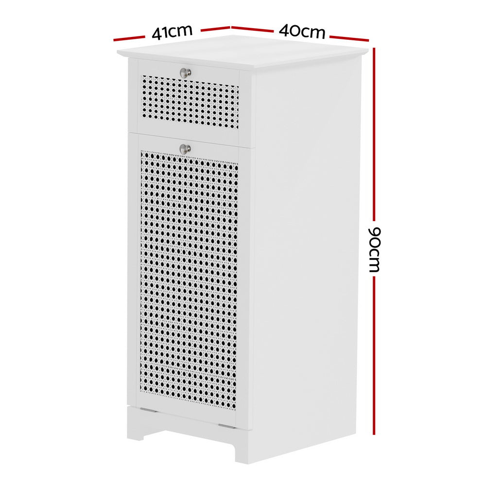 Laundry Hamper Cabinet White Rattan