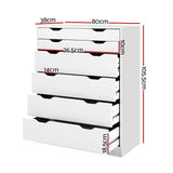 6-drawer Tallboy White