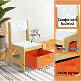 Keezi 3PCS Kids Table and Chairs Set Activity Desk Chalkboard Toys Storage Box