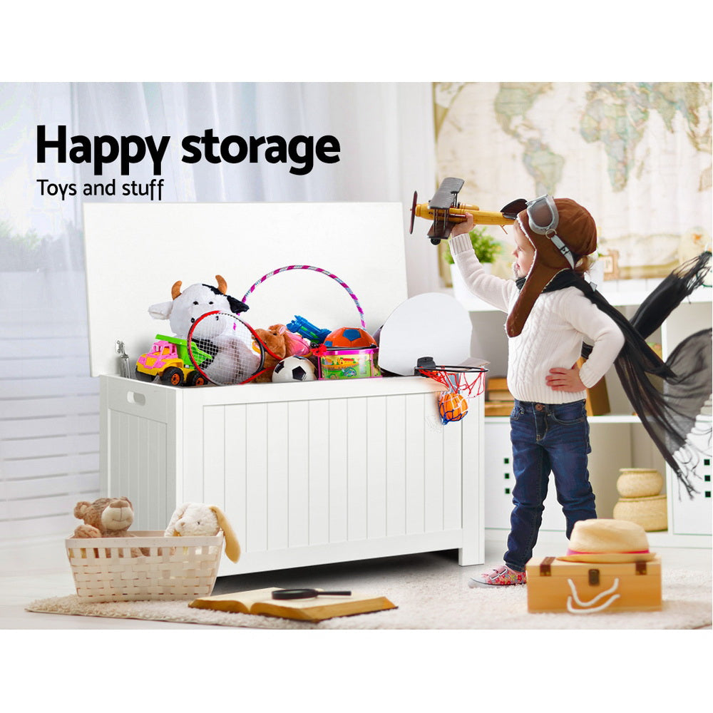 Keezi Kids Toy Box Chest Storage - Children Room Organiser White