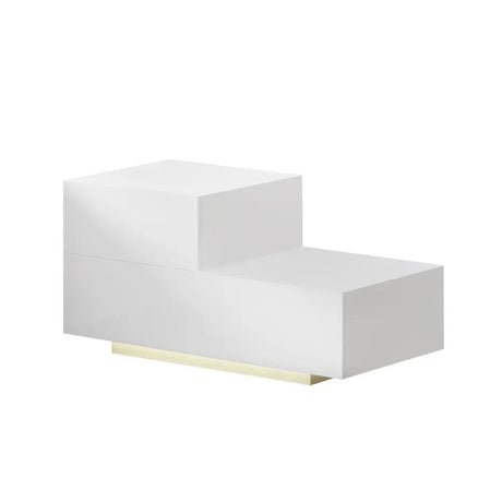 L-shape White LED bedside table
