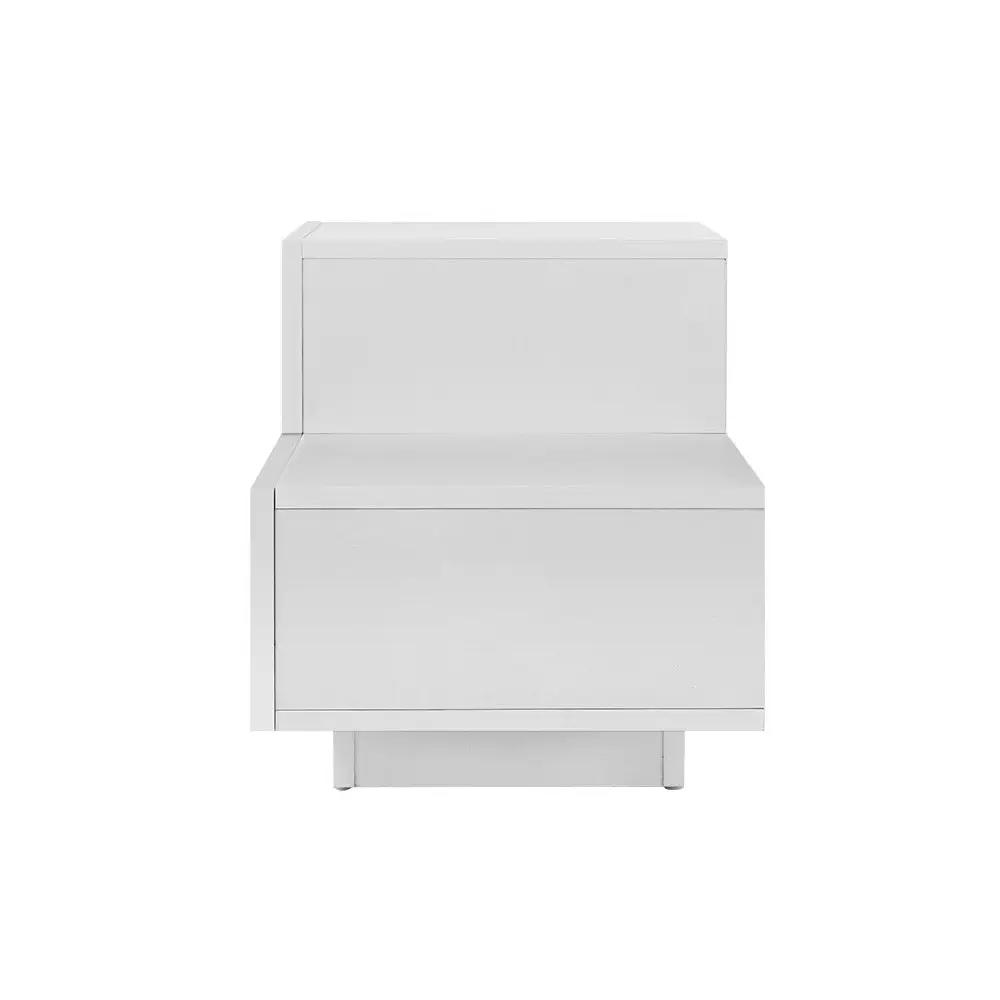 L-shape White LED bedside table