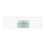 Entertainment Unit White High Gloss With Tempered Glass