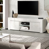 Entertainment Unit White High Gloss With Tempered Glass