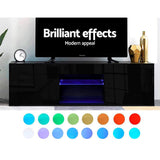 Black High Gloss Low Lying LED Entertainment Unit