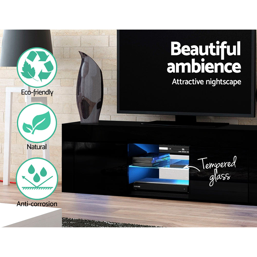 Black High Gloss Low Lying LED Entertainment Unit