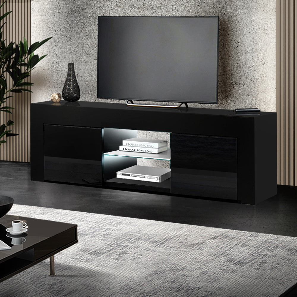 Black High Gloss Low Lying LED Entertainment Unit