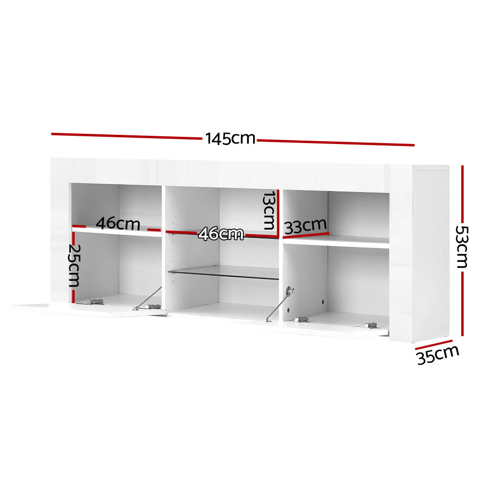 Low Lying White LED Entertainment Unit High Gloss