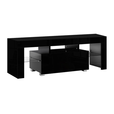 Black LED Entertainment Unit With Built-In RGB LED Lighting