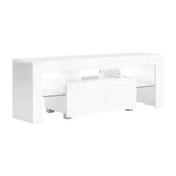 White LED Entertainment Unit With Built-In RGB LED Lighting