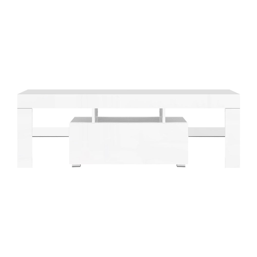 White LED Entertainment Unit With Built-In RGB LED Lighting