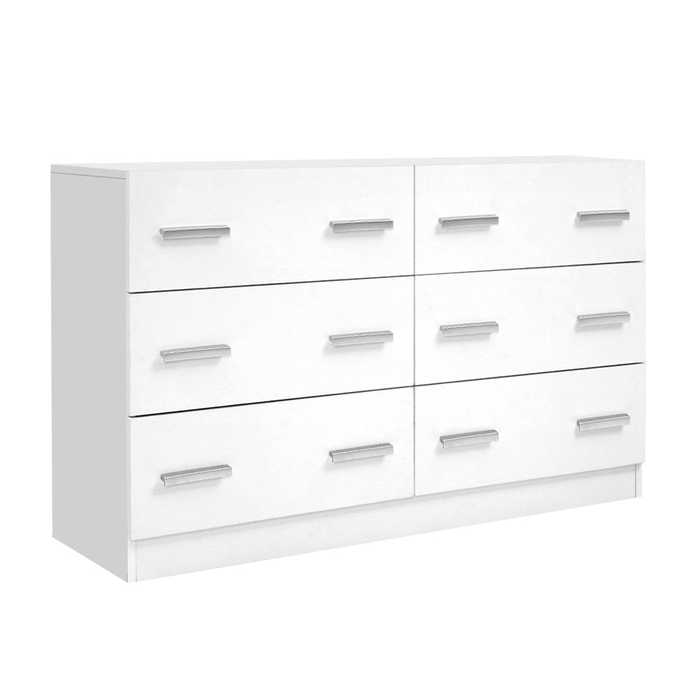 White 6-drawer Melamine Lowboy